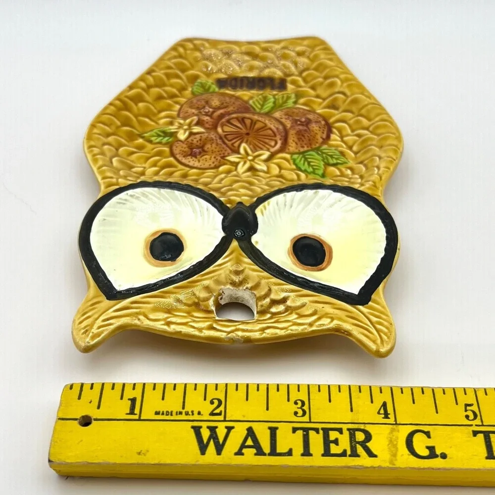 Vintage Florida Souvenir Owl Spoon Rest Oranges‎ Ceramic Trivet Wall Art 4